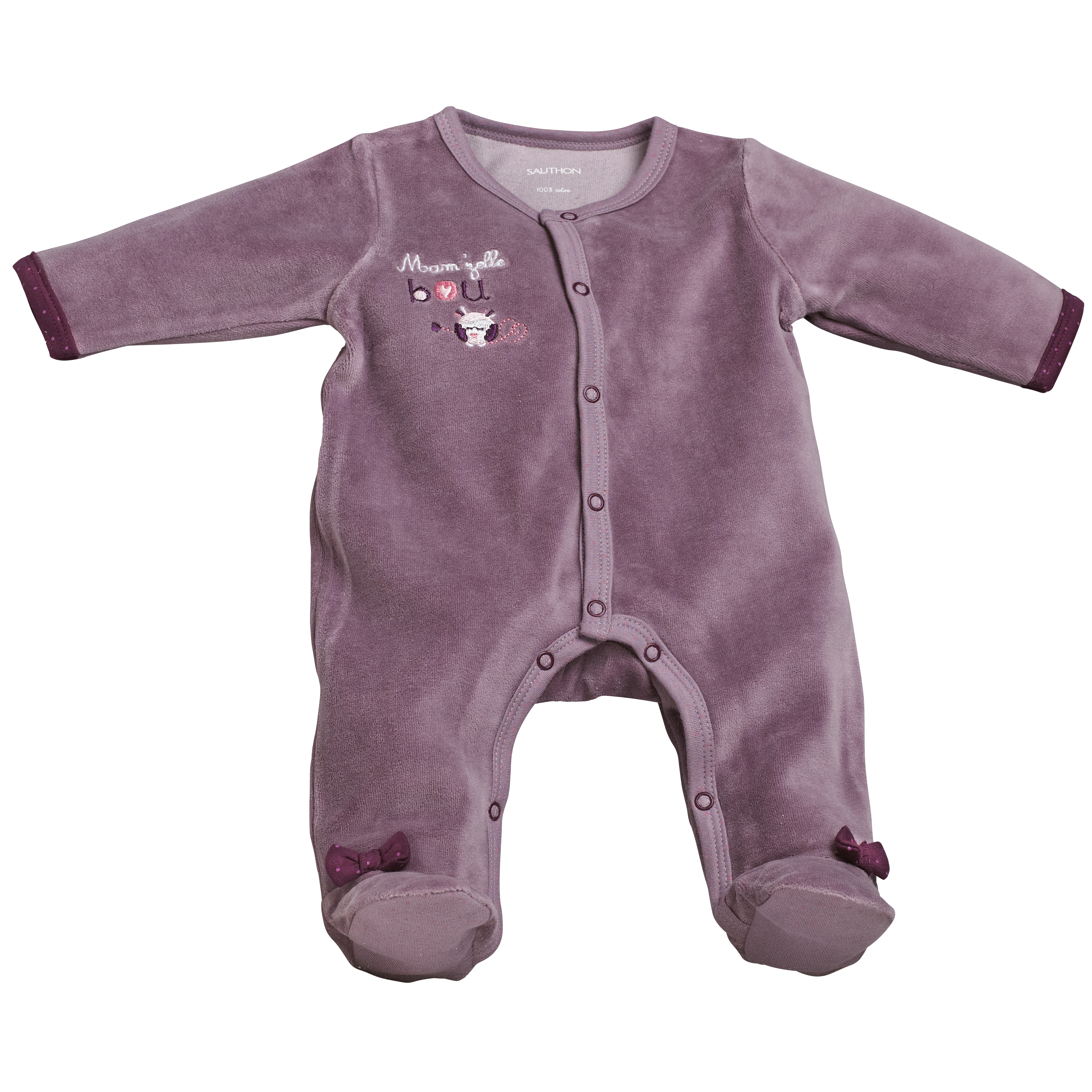 Sauthon Baby Deco Pyjama Bebe Violet 3 Mois Mam Zelle Bou Made In Bebe