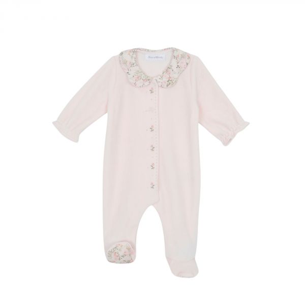 Pyjama Velours rose pâle jardin hivernal 18 mois