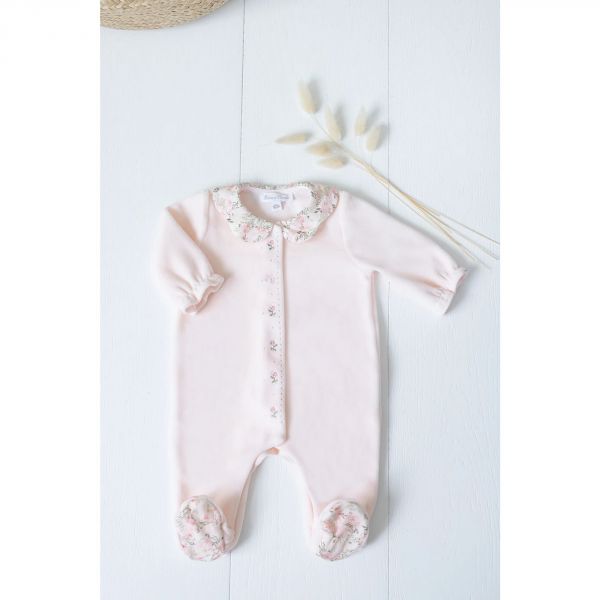 Pyjama Velours rose pâle jardin hivernal 18 mois