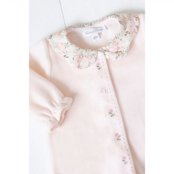 Pyjama Velours rose pâle jardin hivernal 18 mois