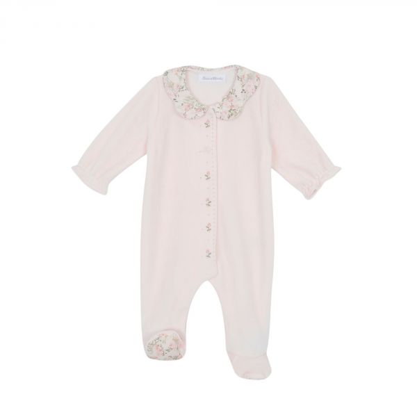 Pyjama Velours rose pâle jardin hivernal 1 an