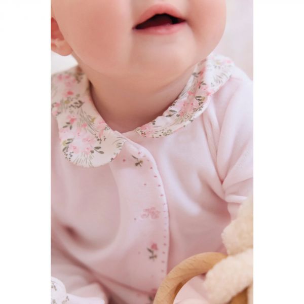 Pyjama Velours rose pâle jardin hivernal 2 ans