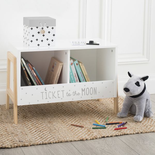 Bibliothèque enfant double casier blanc et bois