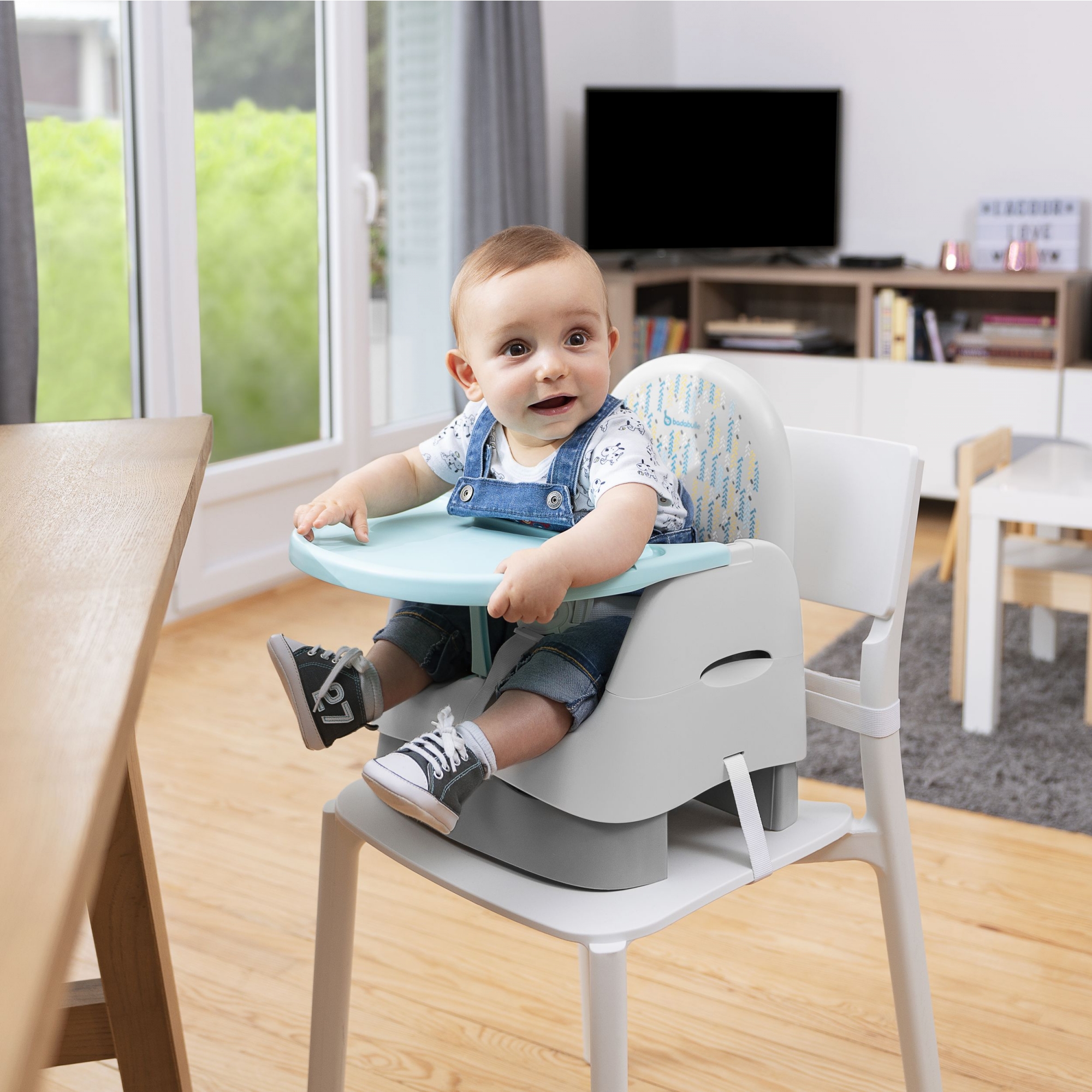 Chaise de salle à manger Bébé Portable, Table D'alimentation Réglable,  Siège Bébé avec 4 roues, Chaise Haute Pliable, Vert