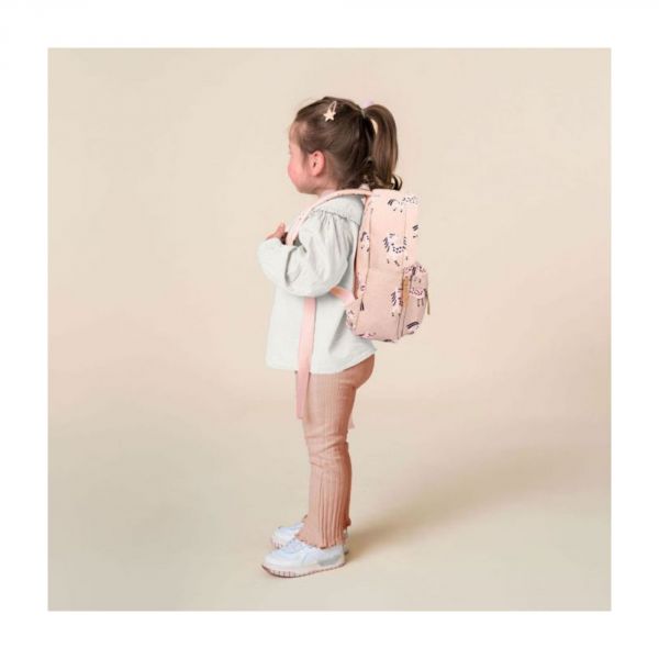 Sac à dos enfant Stories - Licornes beige/rose