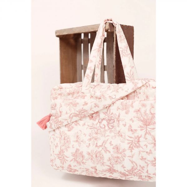 Sac à langer Toile de Jouy rose