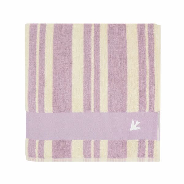 Serviette de bain 70x140 cm Rayée Papillon Parme