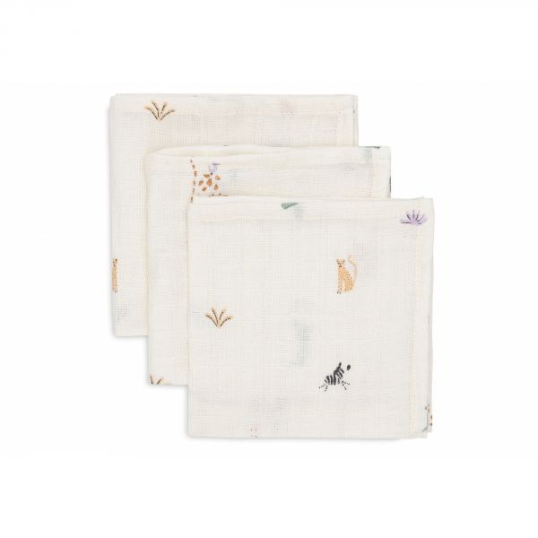 Lot de 3 langes en coton 31 x 31 cm Jungle Jambo