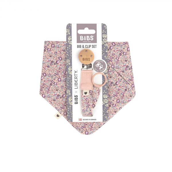 Set bavoir + attache tétine Liberty Eloise Blush