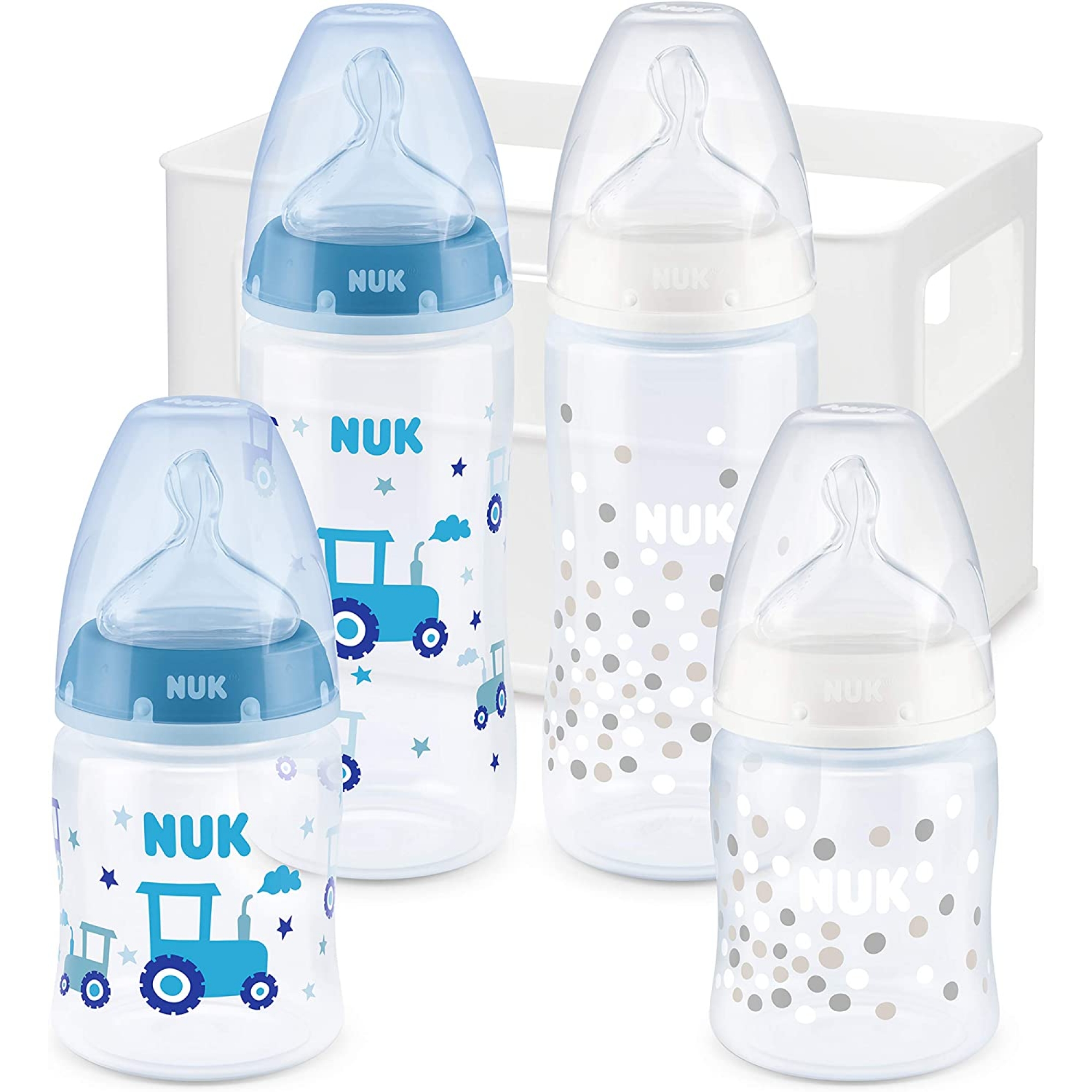 Nuk Lot De 4 Biberons Fc Temperature Control Avec Casier Bleu Made In Bebe