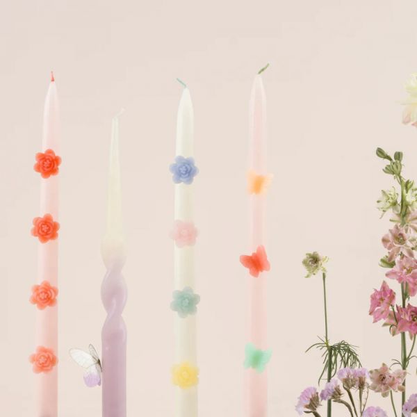 Lot de 2 bougies coniques Papillons