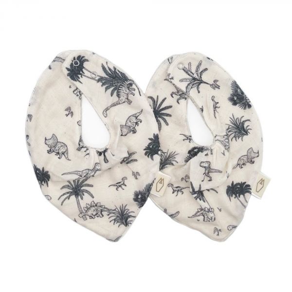 Lot de 2 bavoirs bandana Mael T-rex