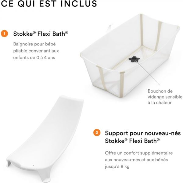 Baignoire Flexi Bath XL Sandy beige + transat de bain