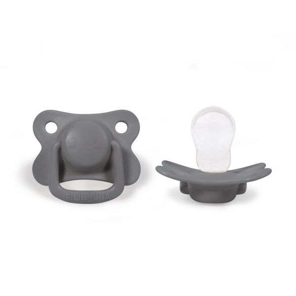 Lot de 2 sucettes anatomique en silicone 6m+ - Dark Grey