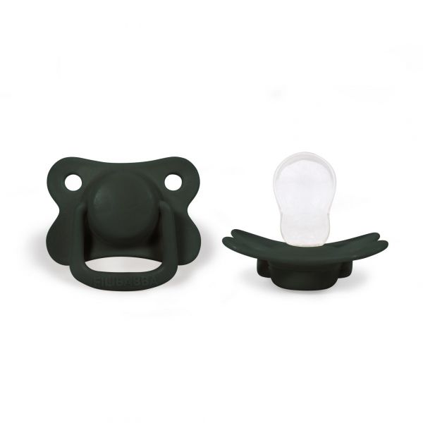 Lot de 2 sucettes anatomique en silicone 6m+ - Dark Green