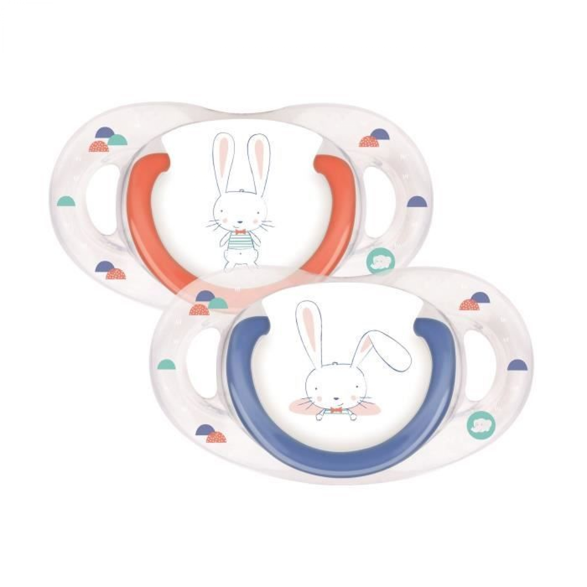 Bebe Confort Lot De 2 Sucettes Natural Physio En Silicone 18 36 Mois Sweet Bunny Bleu Et Rouge Made In Bebe
