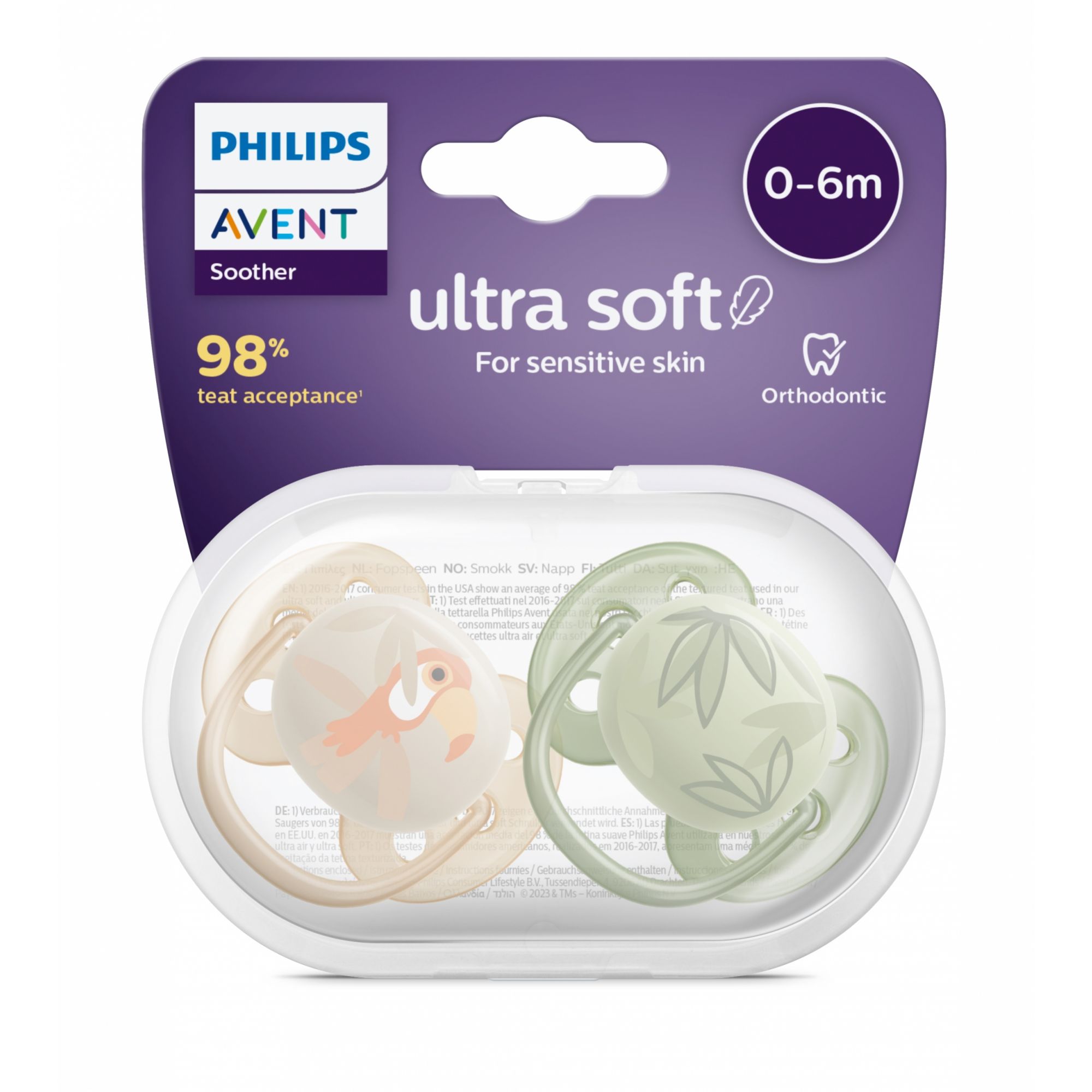 2 sucettes Ultra Douces 0-6 mois - Philips Avent
