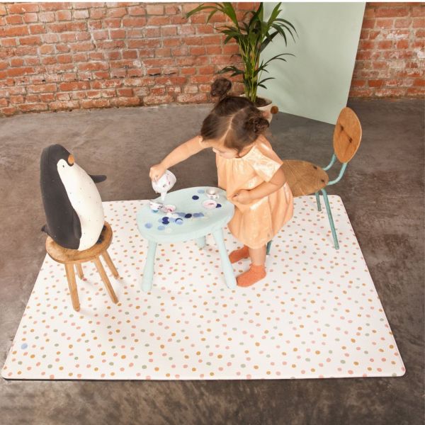 Tapis de jeu lavable en vinyle - Pois multicolores