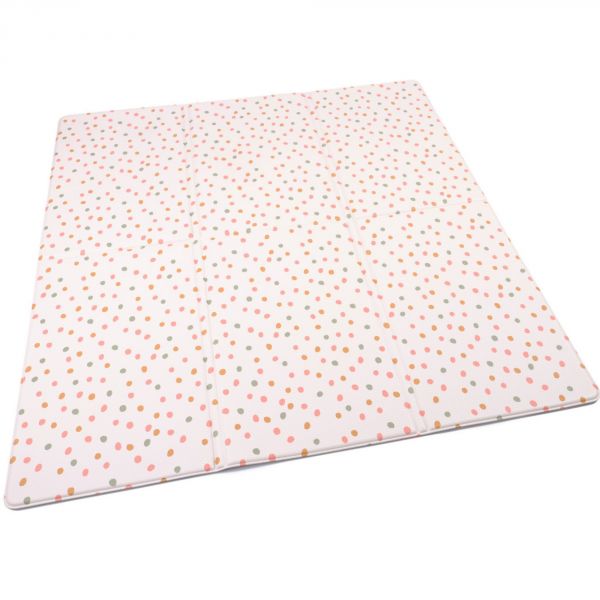 Tapis de jeu nomade lavable vinyle - réversible pois/océan