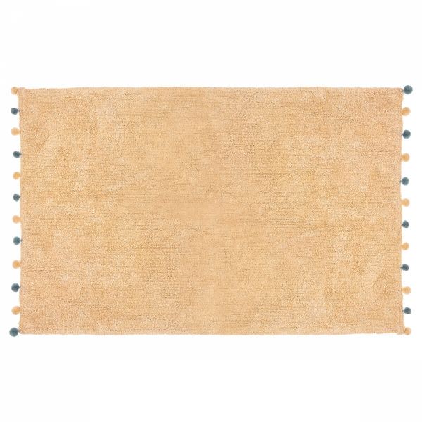 Tapis enfant 100x150 cm Beige avec pompons