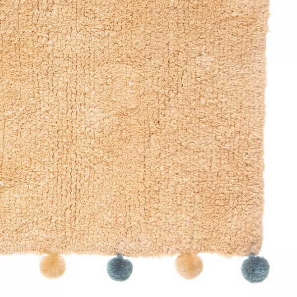 Tapis enfant 100x150 cm Beige avec pompons