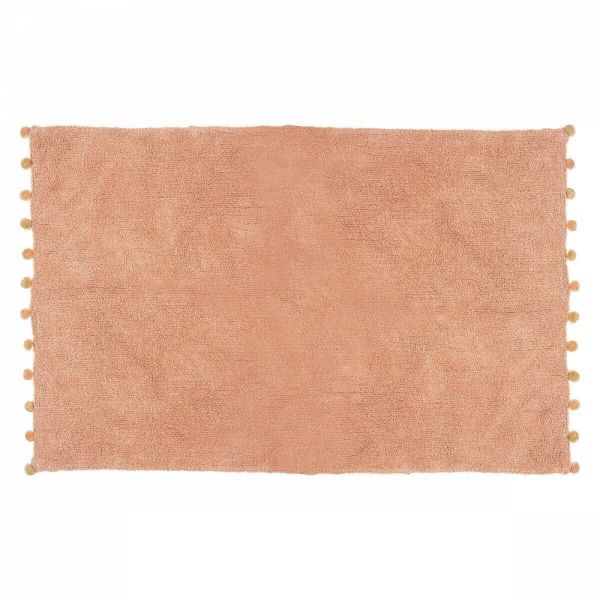 Tapis enfant 100x150 cm Rose avec pompons