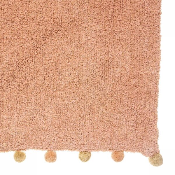 Tapis enfant 100x150 cm Rose avec pompons