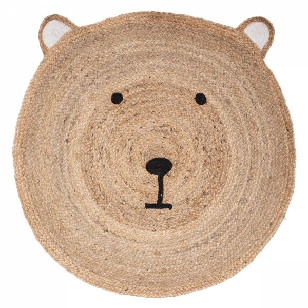 Tapis enfant rond Ø100 cm Ourson jute