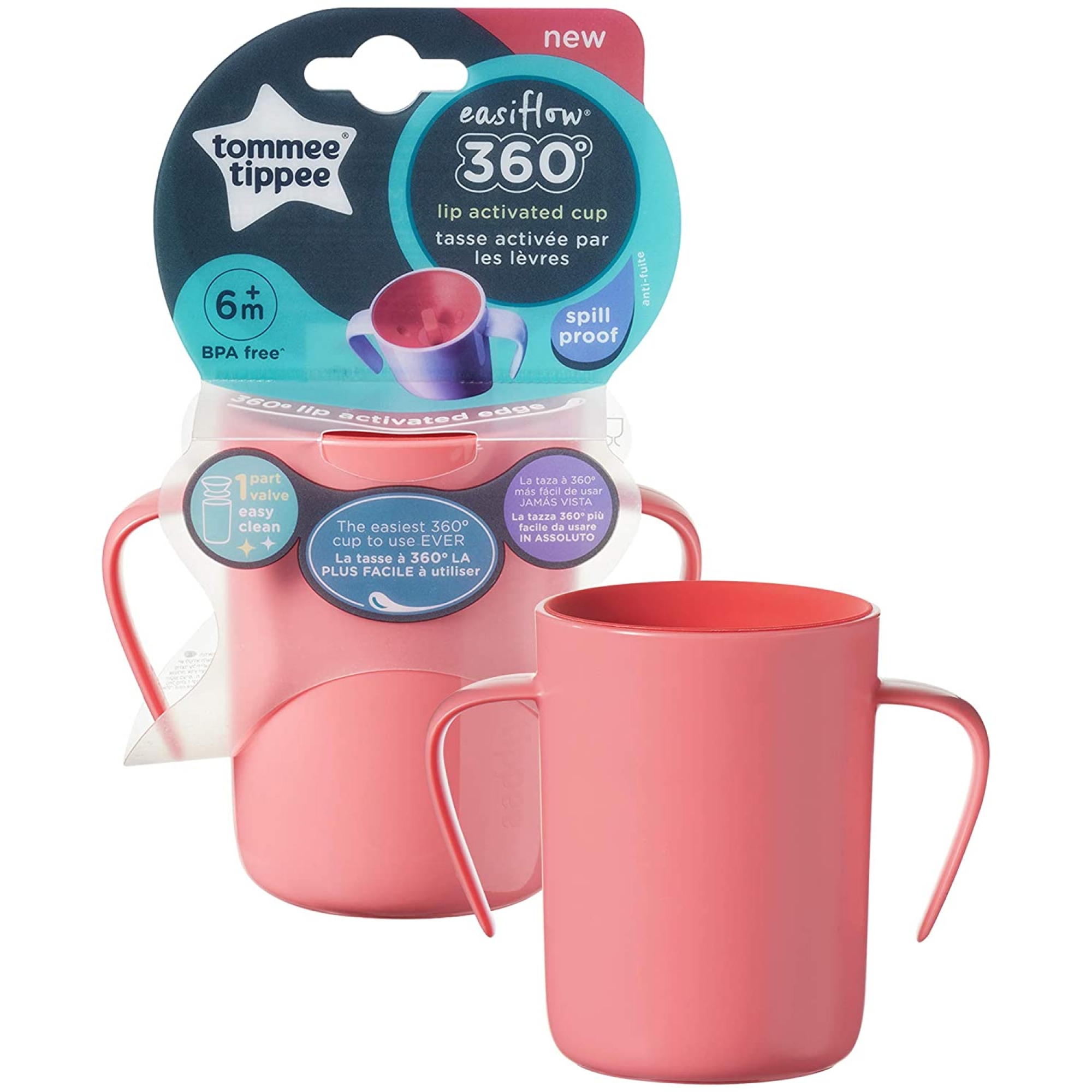 Tommee Tippee Tasse 360 Avec Anses 12 Mois Rouge Made In Bebe