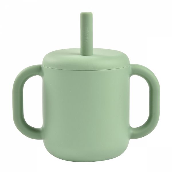 Tasse à paille en silicone sage green