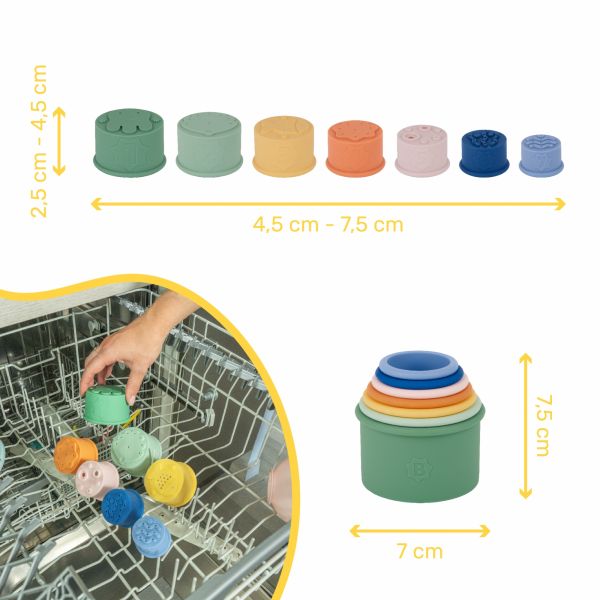 Jouet de bain bébé tasses empilables en silicone