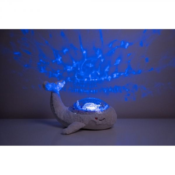 Peluche musicale à projection lumineuse Baleine tranquille Family Blanc rechargeable