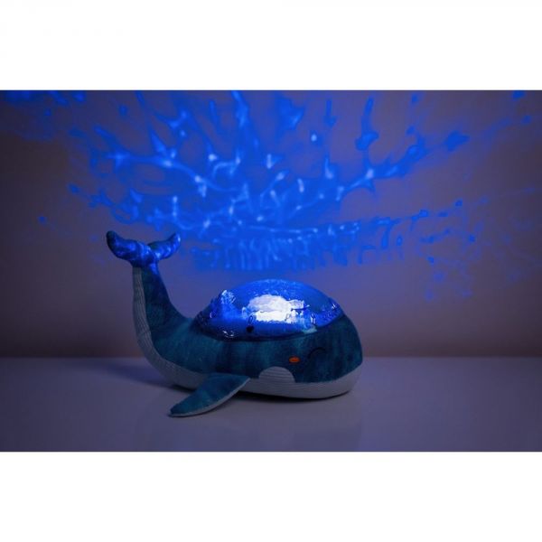 Peluche musicale à projection lumineuse Baleine tranquille Family Bleu rechargeable