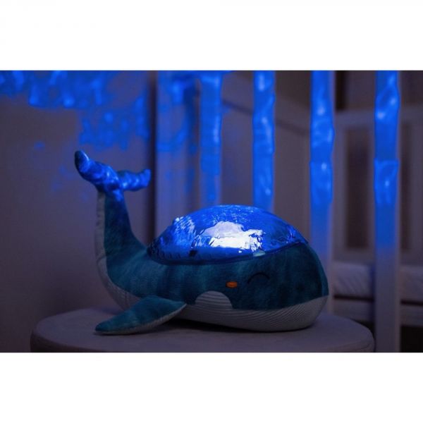 Peluche musicale à projection lumineuse Baleine tranquille Family Bleu rechargeable