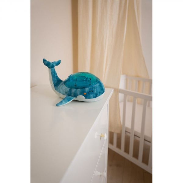 Peluche musicale à projection lumineuse Baleine tranquille Family Bleu rechargeable