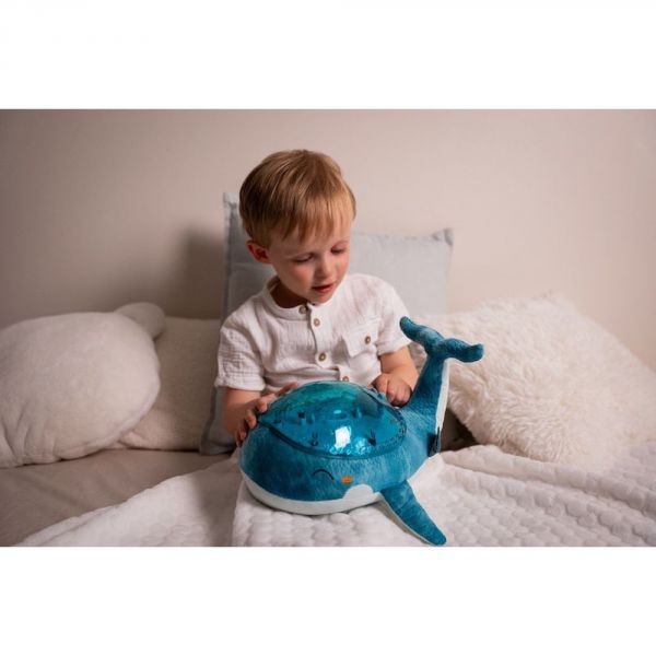 Peluche musicale à projection lumineuse Baleine tranquille Family Bleu rechargeable