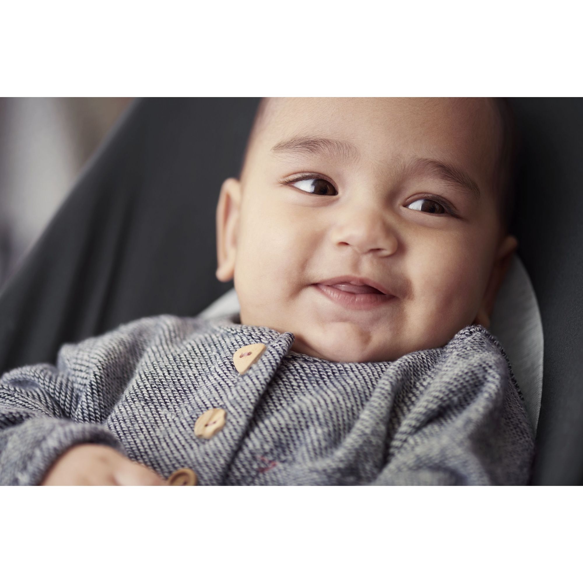 Transat bébé Balance Soft Coton et jersey Beige et gris cadre gris clair -  Made in Bébé