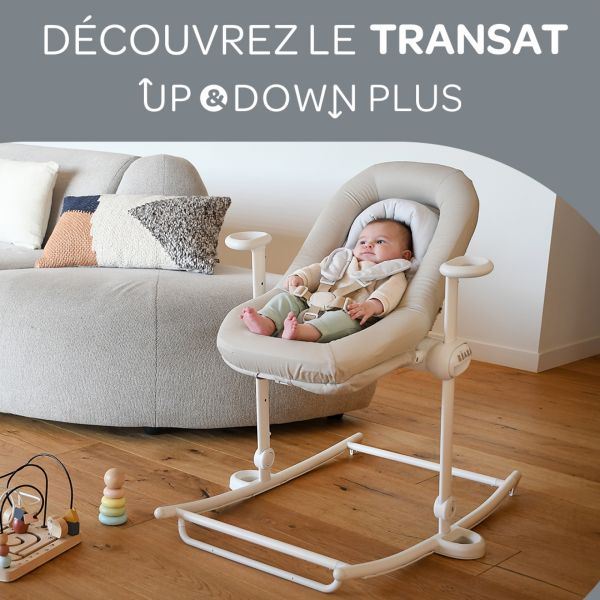 Transat bébé Up & Down Plus Greige + arche de jeux