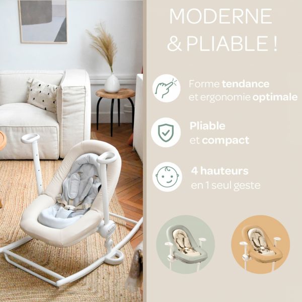 Transat bébé Up & Down Plus Greige + arche de jeux