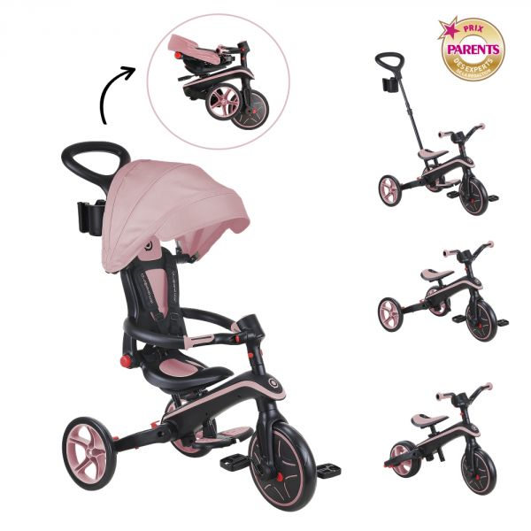 Tricycle explorer 4 en 1 évolutif et pliable Pastel Rose