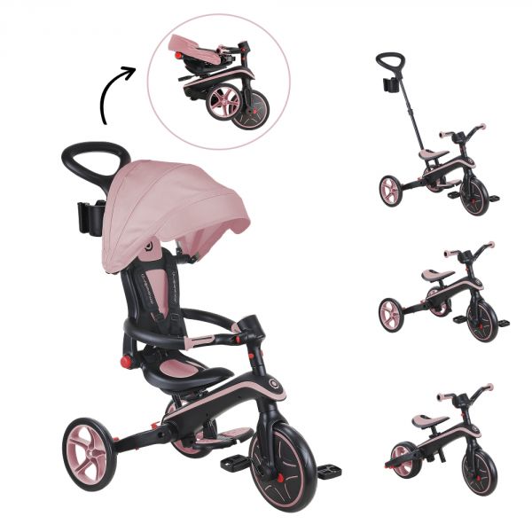 Tricycle explorer 4 en 1 évolutif et pliable Pastel Rose