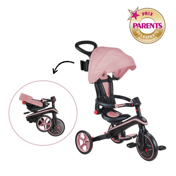 Tricycle explorer 4 en 1 évolutif et pliable Pastel Rose