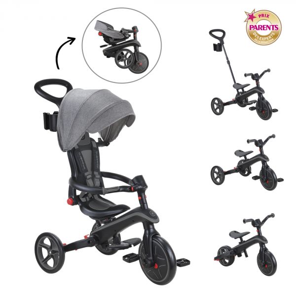 Tricycle explorer 4 en 1 évolutif et pliable Noir / Gris