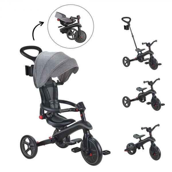 Tricycle explorer 4 en 1 évolutif et pliable Noir / Gris