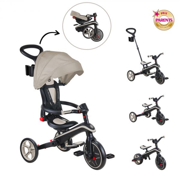 Tricycle explorer 4 en 1 évolutif et pliable Taupe