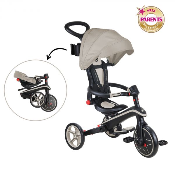 Tricycle explorer 4 en 1 évolutif et pliable Taupe