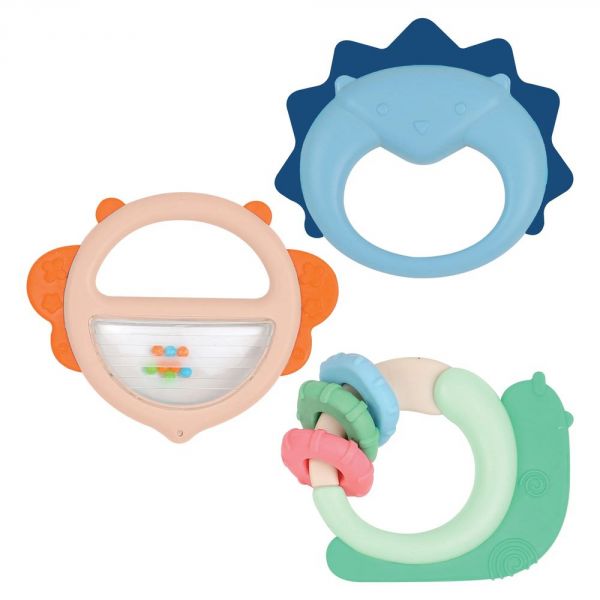 Lot de 3 hochets animaux