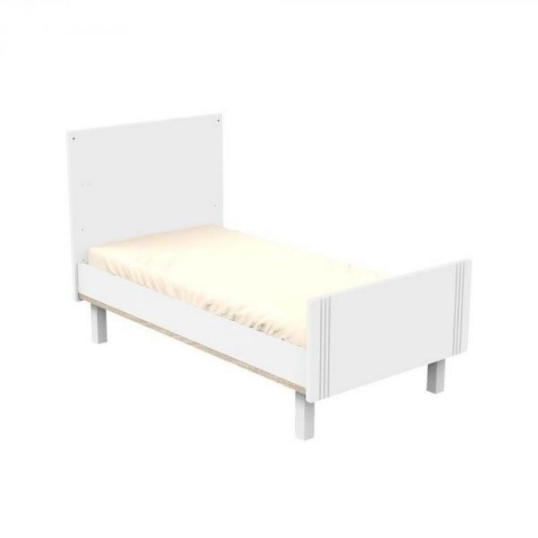 Chambre trio lit bébé Little Big Bed 70x140 cm + armoire + commode Eleonore Blanc