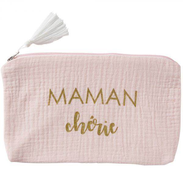 Trousse cadeau zippée en gaze de coton - Blush 