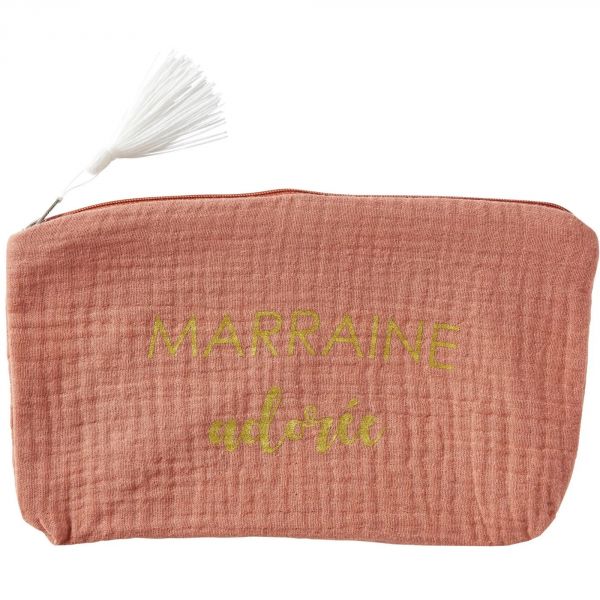 Trousse cadeau zippée en gaze de coton - Marsala 